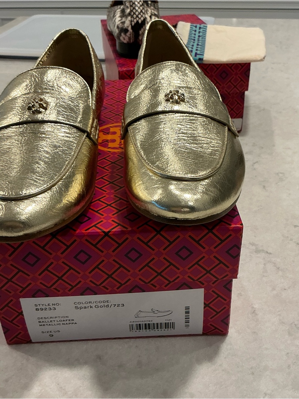 Tory Burch Metallic Gold Loafers